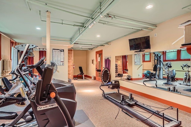 2517 Humboldt Ave S Unit 201, Minneapolis, MN 55405 - gym with recessed lighting, baseboards, and a garage