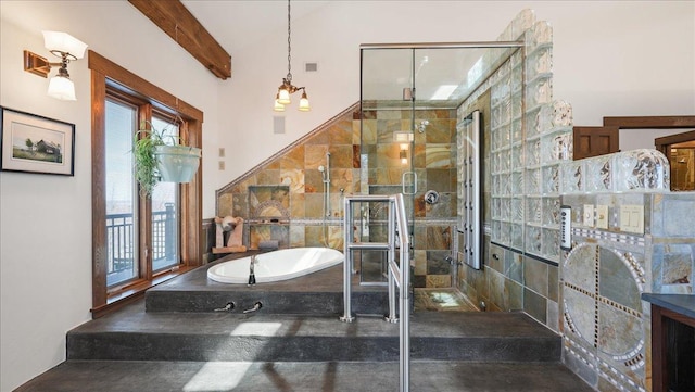 N30732 Square Bluff Rd, Blair, WI 54616 - full bath featuring a bath and a tile shower