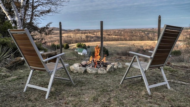 N30732 Square Bluff Rd, Blair, WI 54616 - view of yard with a fire pit and a rural view