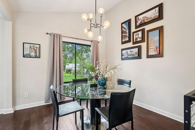 538 Silver Lake Rd NW, New Brighton, MN 55112 - dining room featuring baseboards, wood finished floors, and a chandelier