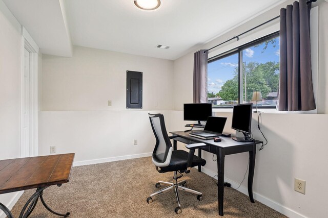 538 Silver Lake Rd NW, New Brighton, MN 55112 - office featuring electric panel, baseboards, and carpet