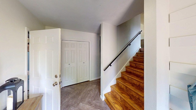 1715 Gateway Dr, Albert Lea, MN 56007 - stairway featuring wood finished floors