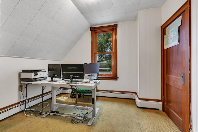 605 7th Ave N, Saint Cloud, MN 56303 - carpeted office featuring baseboard heating and lofted ceiling