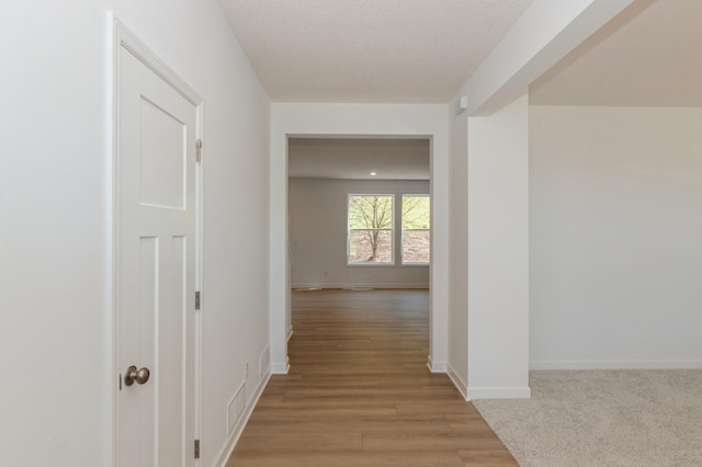2033 Hadley Hills Dr NE, Rochester, MN 55906 - hall featuring baseboards, a textured ceiling, and light wood finished floors