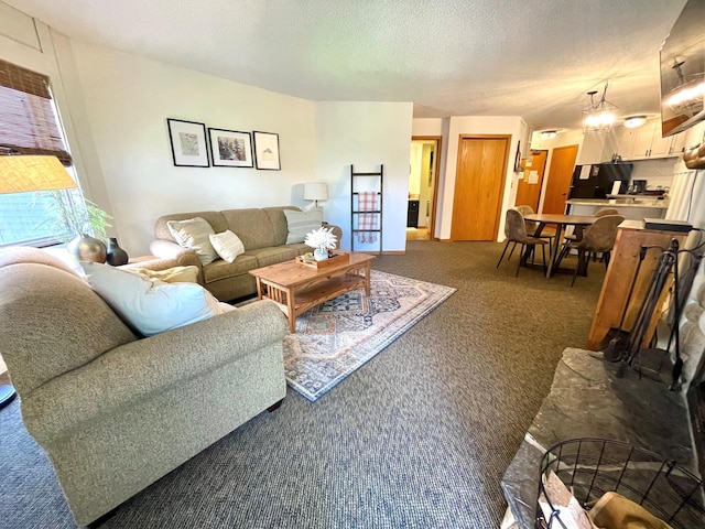 128 Bridge Run Ln Unit B, Lutsen Twp, MN 55612 - carpeted living area with a textured ceiling