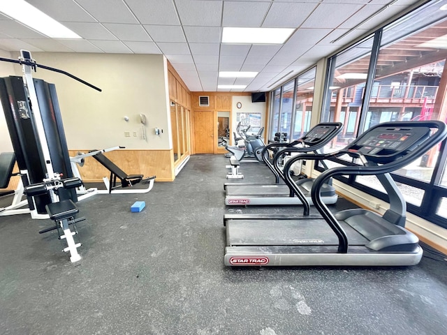 128 Bridge Run Ln Unit B, Lutsen Twp, MN 55612 - workout area with healthy amount of natural light and a drop ceiling