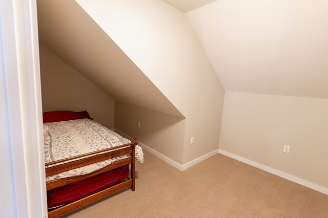 1120 Southridge Rd, New Ulm, MN 56073 - carpeted bedroom featuring lofted ceiling and baseboards