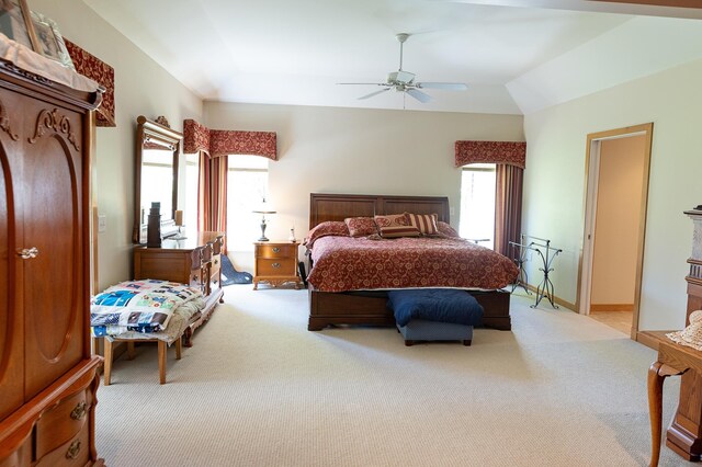 1120 Southridge Rd, New Ulm, MN 56073 - carpeted bedroom featuring lofted ceiling and a ceiling fan