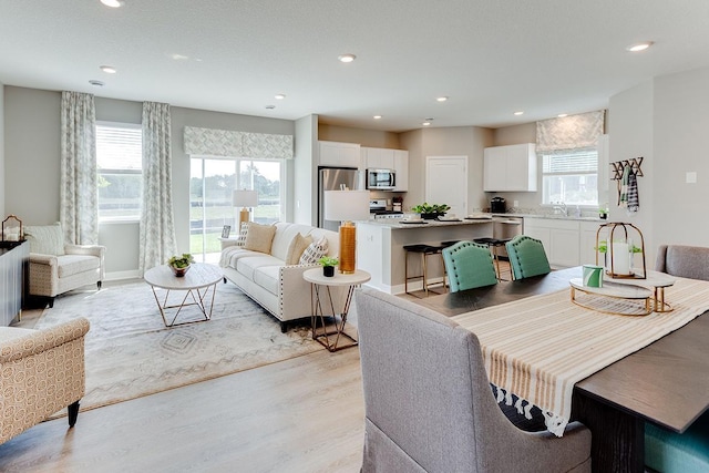 1019 Shoreview Dr, Jordan, MN 55352 - dining room with healthy amount of natural light, light wood-style flooring, and recessed lighting
