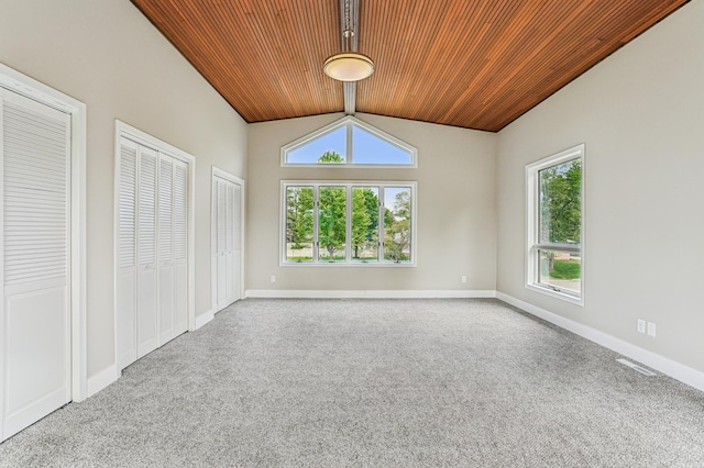6535 Dawn Way, Inver Grove Heights, MN 55076 - spare room featuring wood ceiling, carpet flooring, plenty of natural light, and vaulted ceiling