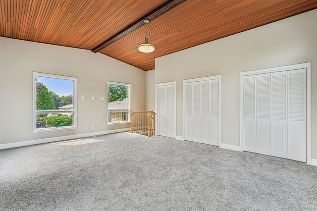 6535 Dawn Way, Inver Grove Heights, MN 55076 - unfurnished bedroom featuring carpet flooring, two closets, and wood ceiling