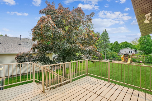 6535 Dawn Way, Inver Grove Heights, MN 55076 - wooden terrace with a playground and a yard