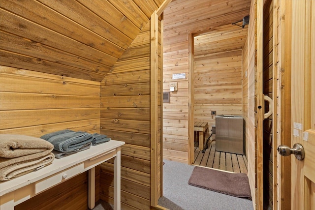 9407 St Odilia Beach Rd, Vermilion Lake Twp, MN 55790 - sauna featuring wooden walls and wood ceiling