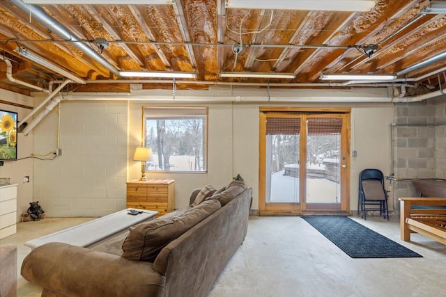 9407 St Odilia Beach Rd, Vermilion Lake Twp, MN 55790 - basement with healthy amount of natural light and concrete block wall