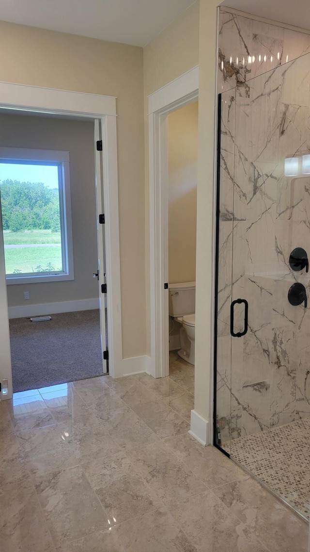 8800 86th Ave N, Greenfield, MN 55373 - full bath featuring marble finish floors and a marble finish shower