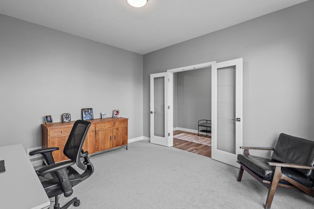 9842 51st St NE, Saint Michael, MN 55376 - office space with french doors, light colored carpet, and baseboards