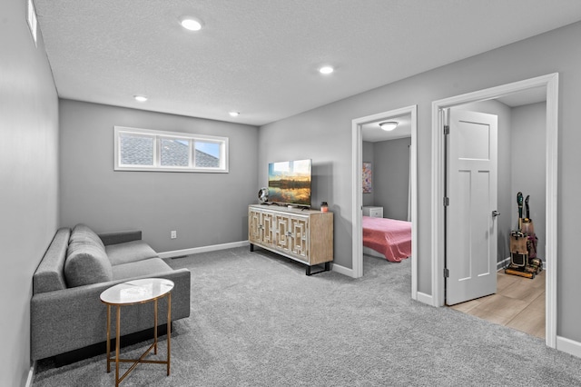 9842 51st St NE, Saint Michael, MN 55376 - living area with carpet floors, recessed lighting, a textured ceiling, and baseboards