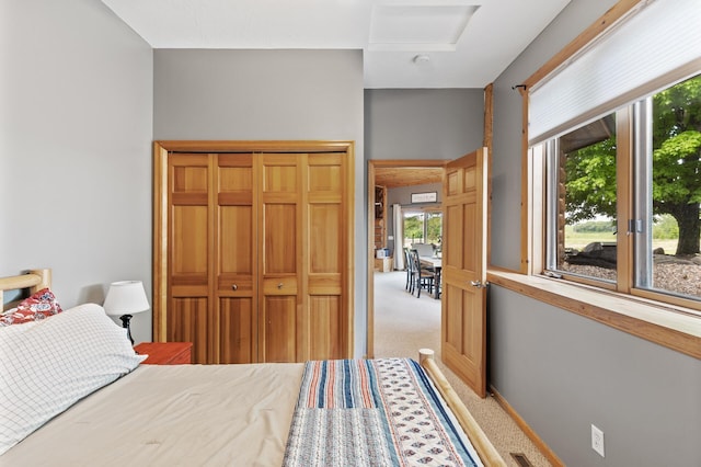 22165 Harlow Ave, Helena Twp, MN 55352 - bedroom with light colored carpet, attic access, and a closet