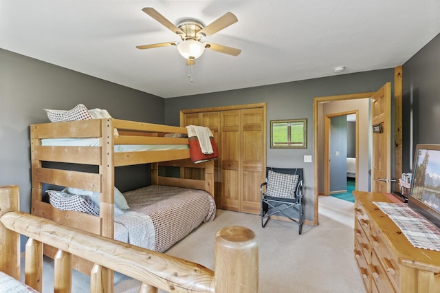 22165 Harlow Ave, Helena Twp, MN 55352 - bedroom featuring light colored carpet, a closet, and ceiling fan