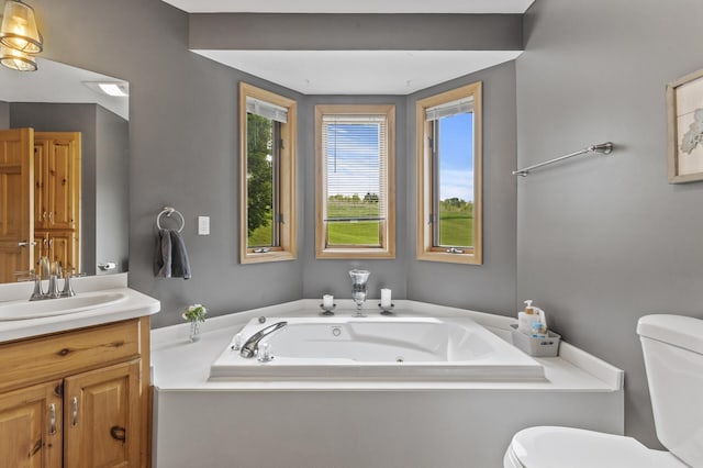 22165 Harlow Ave, Helena Twp, MN 55352 - full bathroom with toilet, vanity, and a jetted tub