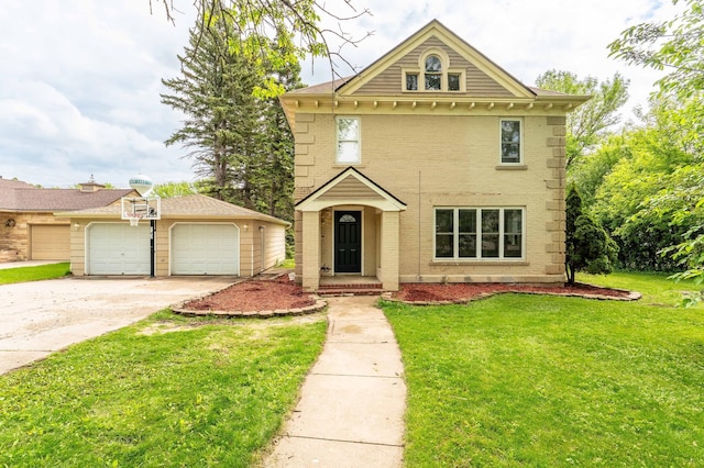113 7th Ave SE, Elbow Lake, MN 56531 - view of front of property featuring a garage, a front lawn, and brick siding