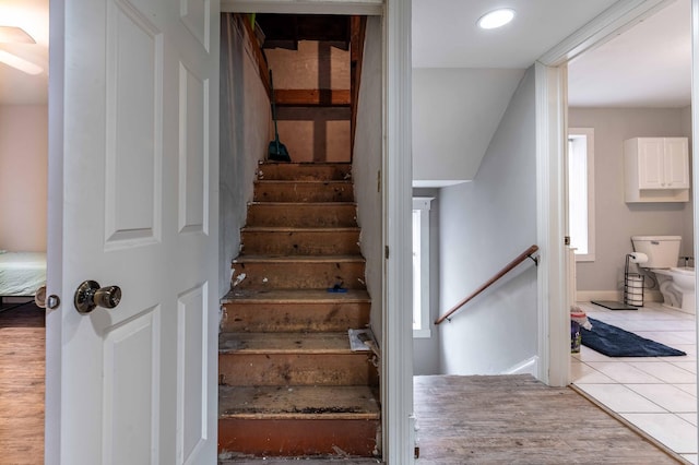 113 7th Ave SE, Elbow Lake, MN 56531 - staircase with tile patterned floors