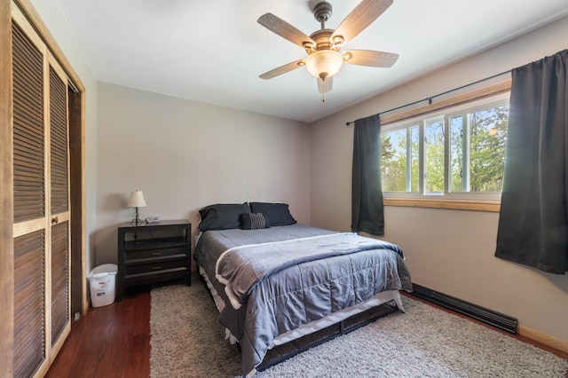 185 Wagon Rd, Esko, MN 55733 - bedroom featuring wood finished floors, a closet, and a ceiling fan