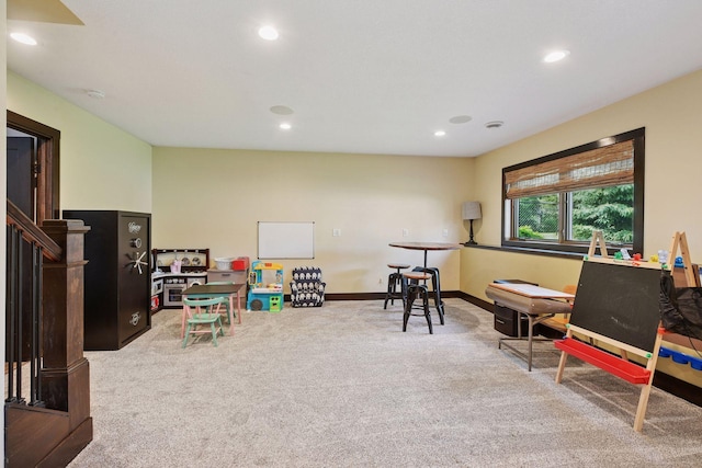 227 Maple Ln, Jordan, MN 55352 - recreation room featuring carpet flooring, recessed lighting, and baseboards