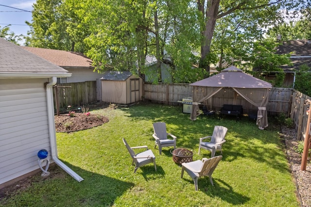 473 4th St, Winona, MN 55987 - view of yard with an outdoor fire pit and a gazebo