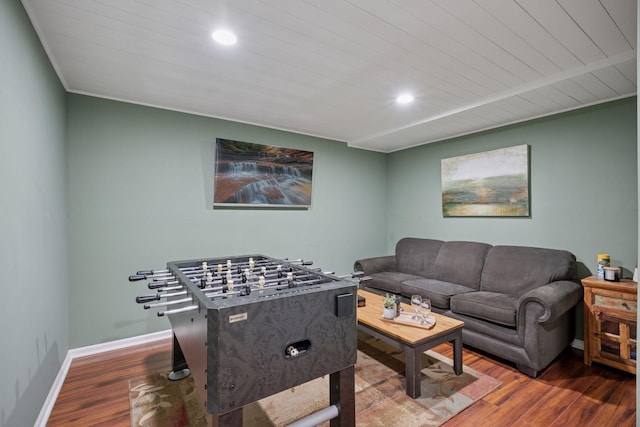 13171 Island View Dr NW, Elk River, MN 55330 - recreation room featuring wood finished floors, recessed lighting, and wood ceiling
