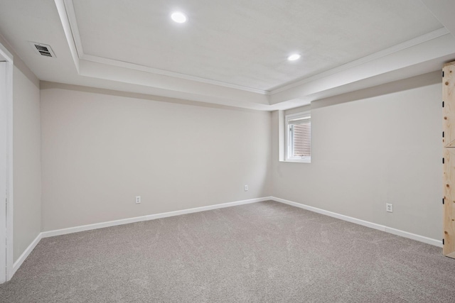 13171 Island View Dr NW, Elk River, MN 55330 - carpeted empty room with a raised ceiling, crown molding, and recessed lighting