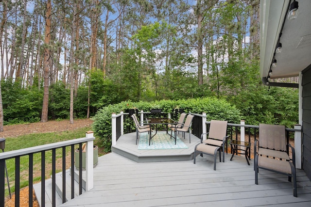 13171 Island View Dr NW, Elk River, MN 55330 - wooden deck with view of wooded area