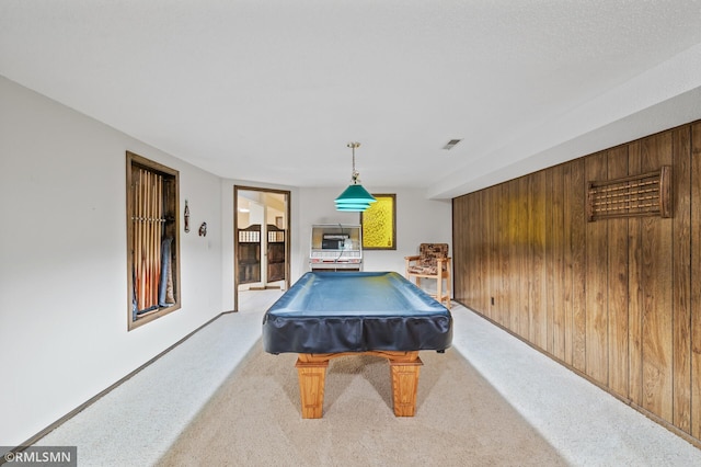 10425 Quaker Ln N, Maple Grove, MN 55369 - playroom with light colored carpet, billiards, and wood walls