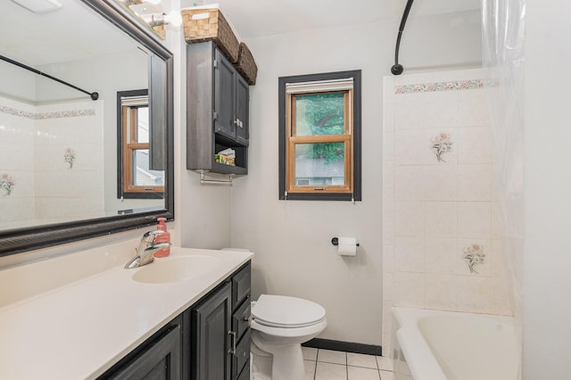 4101 Welcome Ave N, Robbinsdale, MN 55422 - full bathroom with tile patterned floors, vanity, and shower / bathtub combination