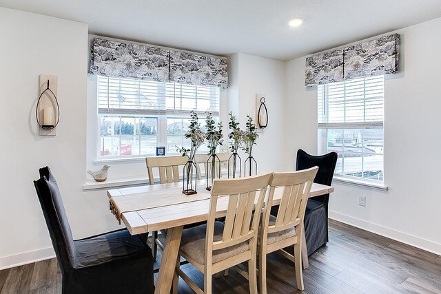 12549 Guadalcanal Cir NE Unit E, Blaine, MN 55449 - dining room featuring healthy amount of natural light, dark wood-style flooring, and baseboards