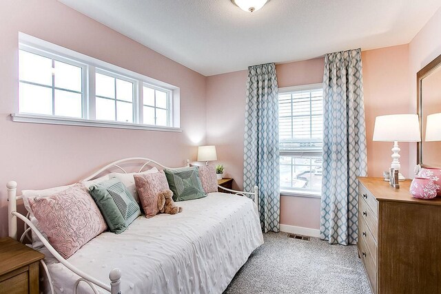 12549 Guadalcanal Cir NE Unit E, Blaine, MN 55449 - bedroom featuring multiple windows, light carpet, and baseboards