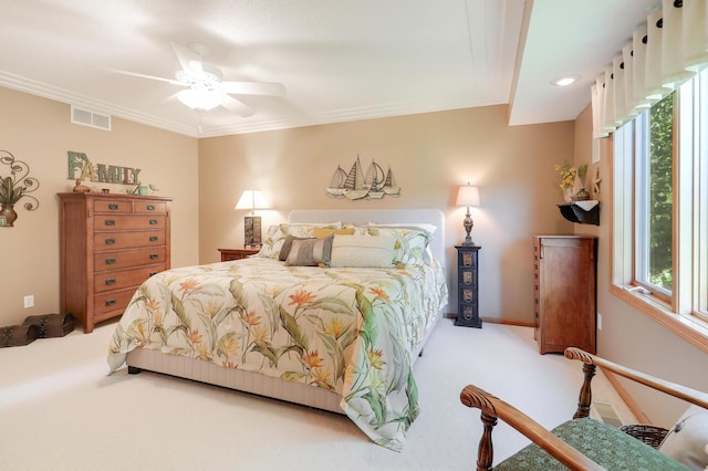 2301 170th Ln NW, Andover, MN 55304 - bedroom with carpet, multiple windows, crown molding, a ceiling fan, and baseboards
