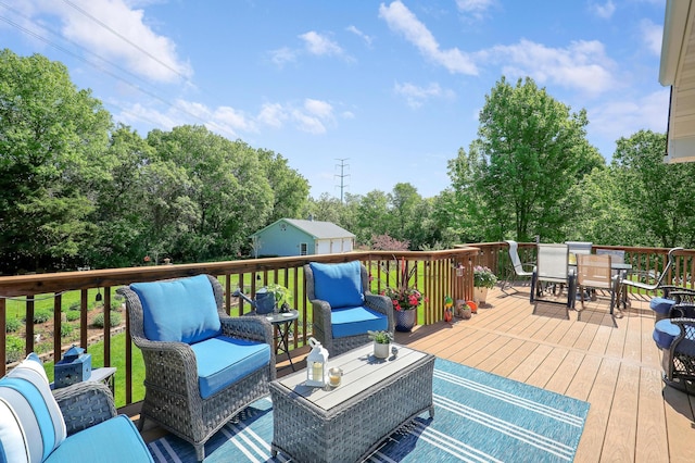 2301 170th Ln NW, Andover, MN 55304 - wooden terrace featuring an outdoor living space, outdoor dining space, and view of wooded area
