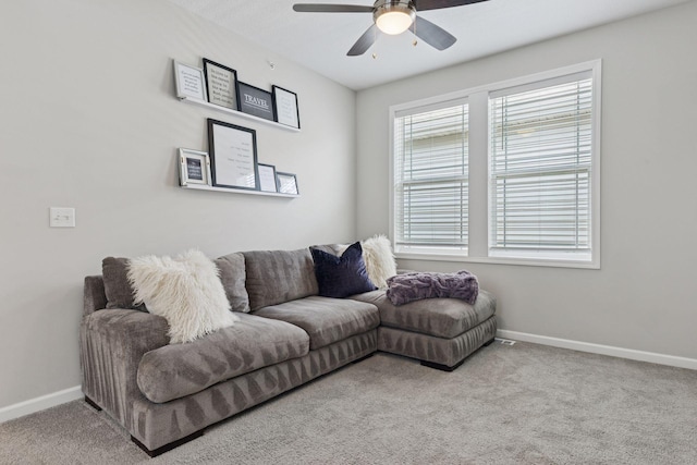 8094 Arrowwood Ln N, Maple Grove, MN 55369 - carpeted living room with ceiling fan and baseboards
