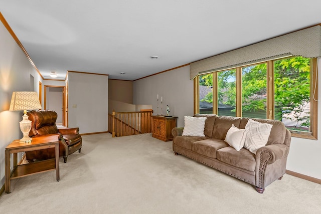 674 Mound Ave, Shoreview, MN 55126 - living room featuring crown molding and light carpet