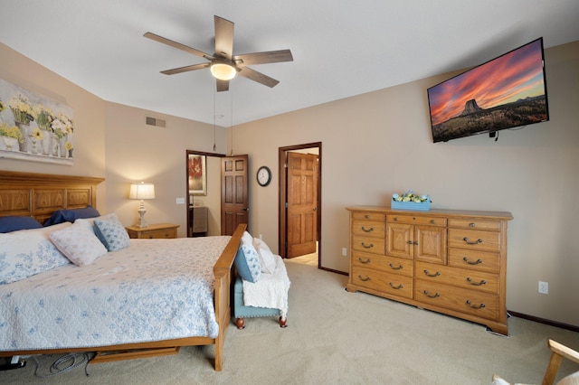 145 Bluebird Ln, Clearwater, MN 55320 - bedroom with light carpet, ceiling fan, and baseboards
