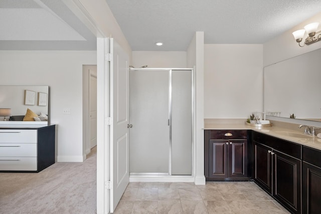 18301 100th Ave N, Osseo, MN 55311 - full bath featuring a shower stall, vanity, a textured ceiling, and recessed lighting