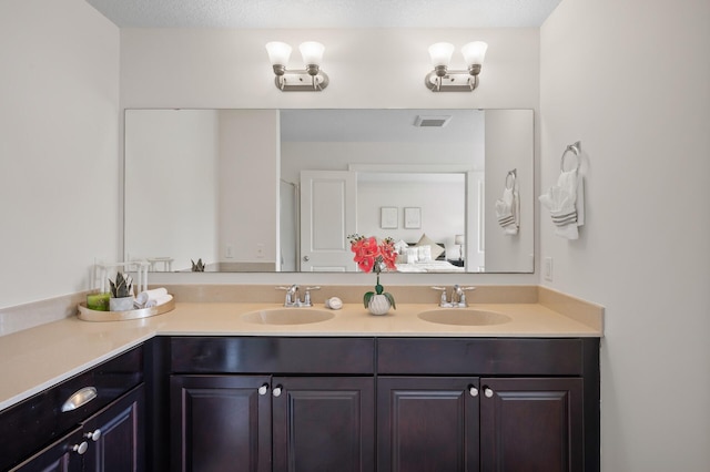18301 100th Ave N, Maple Grove, MN 55311 - ensuite bathroom featuring double vanity and a textured ceiling