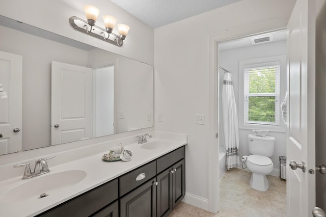18301 100th Ave N, Maple Grove, MN 55311 - bathroom with double vanity and shower / tub combo with curtain