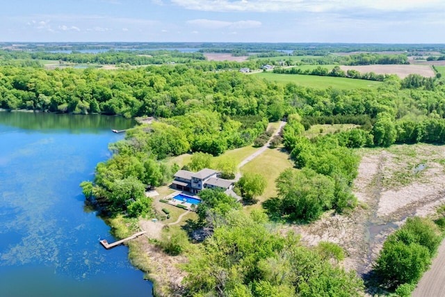 24534 474th Ln, Elysian Twp, MN 56028 - aerial view of property and surrounding area featuring a nearby body of water and a pool area