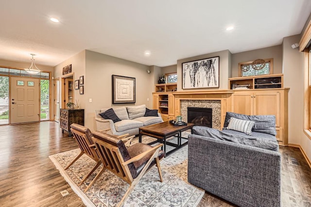 946 Wild Rose Ct, Eagan, MN 55123 - living room with wood finished floors, plenty of natural light, recessed lighting, and a high end fireplace