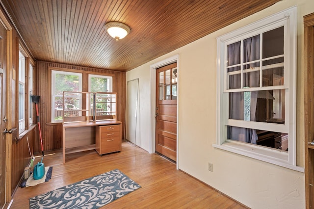 967 Stryker Ave W, Saint Paul, MN 55118 - office area with wood ceiling and light wood-style flooring