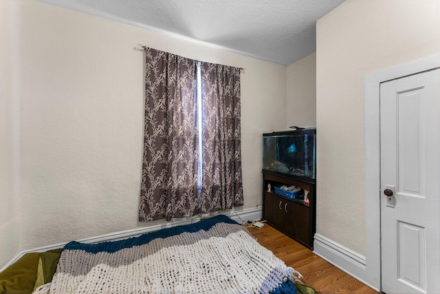 208 2nd St SW, Braham, MN 55006 - bedroom with wood finished floors, baseboards, and a textured ceiling
