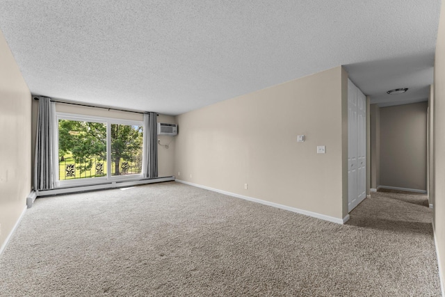 179 Little Canada Rd E Unit 230, Little Canada, MN 55117 - carpeted empty room with a wall unit AC, a textured ceiling, baseboards, and a baseboard radiator