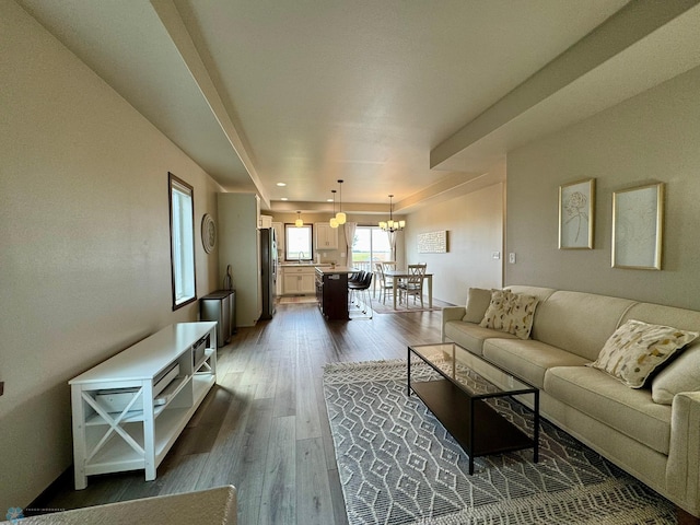 1743 46th Ave S, Moorhead, MN 56560 - living area featuring a chandelier and wood finished floors